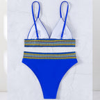 Swimwear Women Ribbed Bathing Suit Female Push Up Bikini Set Women's Bathing Suit Lace up Bikini Ribbed Two Piece Swimsuit Beachwear High Waist Bikini Women's Swimsuit Stevvex