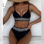 Swimwear Women Ribbed Bathing Suit Female Push Up Bikini Set Women's Bathing Suit Lace up Bikini Ribbed Two Piece Swimsuit Beachwear High Waist Bikini Women's Swimsuit Stevvex