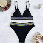 Swimwear Women Ribbed Bathing Suit Female Push Up Bikini Set Women's Bathing Suit Lace up Bikini Ribbed Two Piece Swimsuit Beachwear High Waist Bikini Women's Swimsuit Stevvex