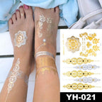 New Waterproof Temporary Tattoo Sticker Golden Silver Flower Jewelry Flash Fashion Different Design Tattoos For Womens Stevvex