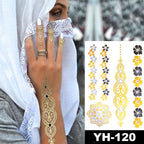 New Waterproof Temporary Tattoo Sticker Golden Silver Flower Jewelry Flash Fashion Different Design Tattoos For Womens Stevvex