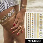 New Waterproof Temporary Tattoo Sticker Golden Silver Flower Jewelry Flash Fashion Different Design Tattoos For Womens Stevvex