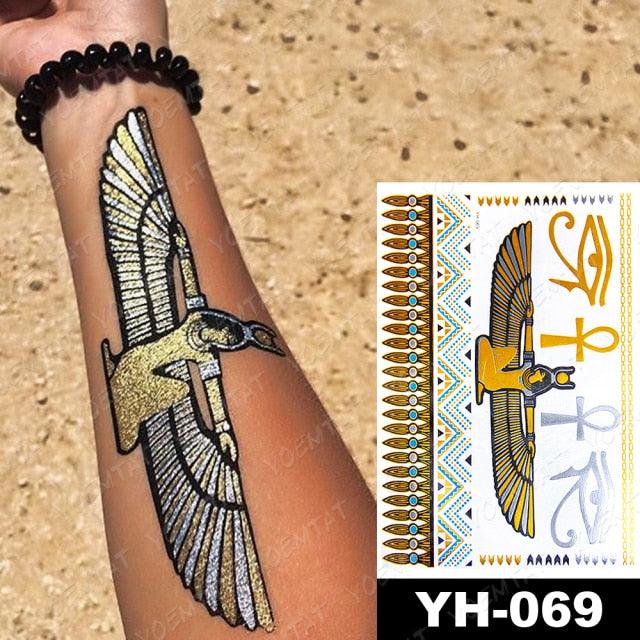 New Waterproof Temporary Tattoo Sticker Golden Silver Flower Jewelry Flash Fashion Different Design Tattoos For Womens Stevvex