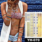 New Waterproof Temporary Tattoo Sticker Golden Silver Flower Jewelry Flash Fashion Different Design Tattoos For Womens Stevvex