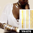 New Waterproof Temporary Tattoo Sticker Golden Silver Flower Jewelry Flash Fashion Different Design Tattoos For Womens Stevvex