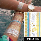 New Waterproof Temporary Tattoo Sticker Golden Silver Flower Jewelry Flash Fashion Different Design Tattoos For Womens Stevvex