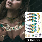 New Waterproof Temporary Tattoo Sticker Golden Silver Flower Jewelry Flash Fashion Different Design Tattoos For Womens Stevvex