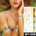 New Waterproof Temporary Tattoo Sticker Golden Silver Flower Jewelry Flash Fashion Different Design Tattoos For Womens Stevvex