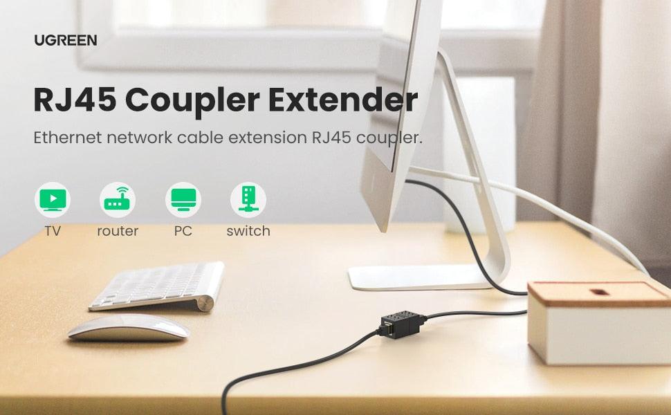 Elegant Small RJ45 Network Coupler Connector Cat7/6/5e Ethernet Adapter 8P8C Network Extender Extension Cable For Ethernet Cable Adapter Female To Female Black Stevvex