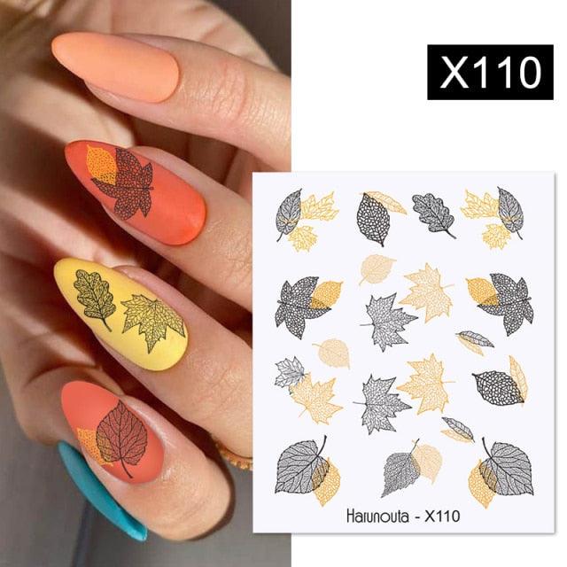 Maple Leaves 3D Nail Stickers Fall Leaf Flowers Line Sliders For Nails Self Adhesive Stickers Autumn Manicuring Decals Transfer Nail Decals Sticker For Pretty Girl Self-Adhesive Nail Decals Designer Nail Stickers for Acrylic Stevvex