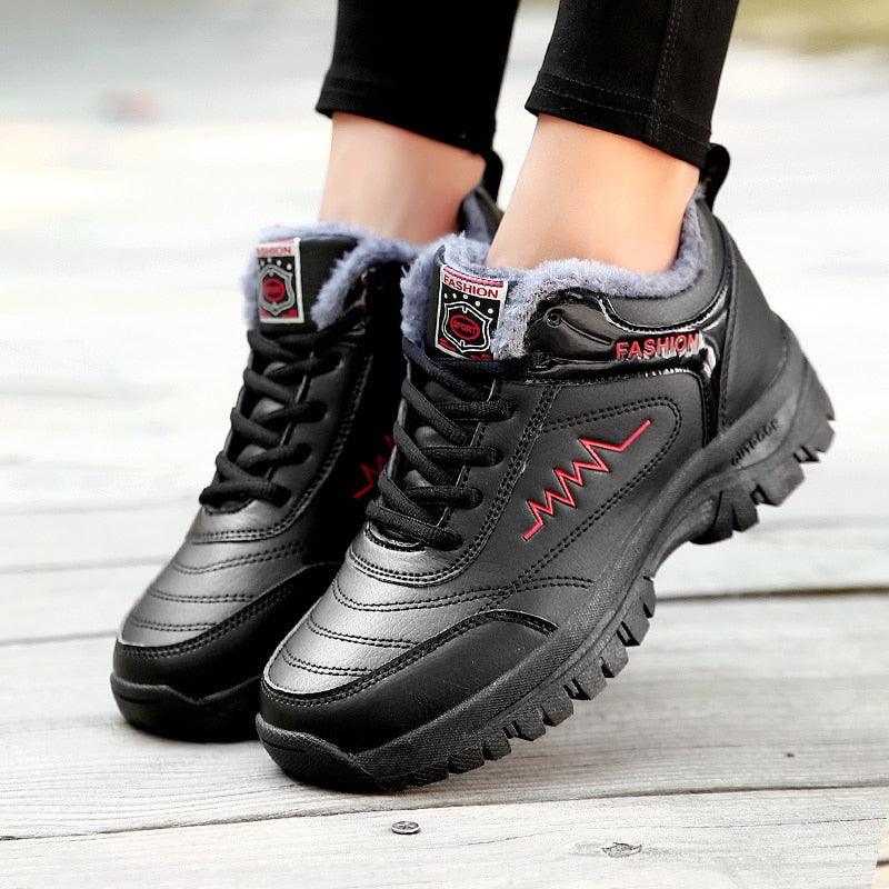 Winter Womens Mens Boots Shoes Plush Warm Sneakers Outdoor Waterproof Ankle Snow Boots Casual Leather Hiking Boots Outdoor Trekking Boot Mid Hiker Boot For Mens Stevvex