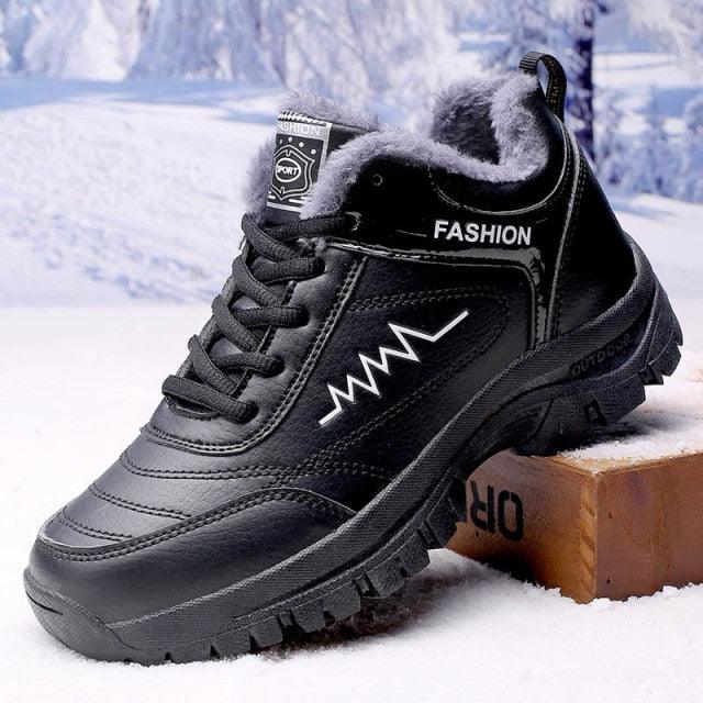 Winter Womens Mens Boots Shoes Plush Warm Sneakers Outdoor Waterproof Ankle Snow Boots Casual Leather Hiking Boots Outdoor Trekking Boot Mid Hiker Boot For Mens Stevvex