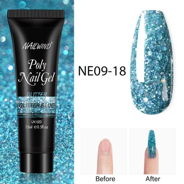 New Poly Nail Polish Gel Extension Glitter Gel Nails Manicure Design UV Reflective Diamond Shine Stevvex