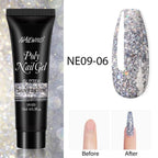 New Poly Nail Polish Gel Extension Glitter Gel Nails Manicure Design UV Reflective Diamond Shine Stevvex