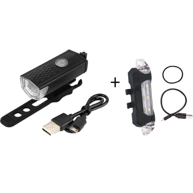 Waterproof USB LED Rechargeable Set Bicycle Lamp Mountain Cycle Front Back Headlight Lamp Flashlight Bike Powerful Bicycle Front Headlight And Back Taillight Fast Disassembly Bicycle LED Light For Road Mountain Cycling Stevvex