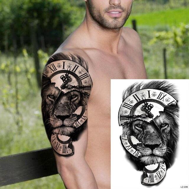 Big Black Tiger Tattoos Waterproof Leopard Tatoos Large Monster Body Arm Legs Tattoo Cool Tiger Face Temporary Tattoos For Women Men Stevvex