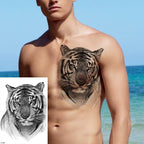 Big Black Tiger Tattoos Waterproof Leopard Tatoos Large Monster Body Arm Legs Tattoo Cool Tiger Face Temporary Tattoos For Women Men Stevvex