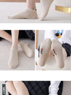 4 Pair/Lot Low Tube Boat Socks Gold Silk Embroidery Mouse Ankle Women Socks Cotton Low Cut Thin No Show Boat Socks For Men And Women Stevvex