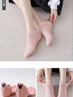 4 Pair/Lot Low Tube Boat Socks Gold Silk Embroidery Mouse Ankle Women Socks Cotton Low Cut Thin No Show Boat Socks For Men And Women Stevvex