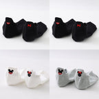 4 Pair/Lot Low Tube Boat Socks Gold Silk Embroidery Mouse Ankle Women Socks Cotton Low Cut Thin No Show Boat Socks For Men And Women Stevvex