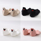 4 Pair/Lot Low Tube Boat Socks Gold Silk Embroidery Mouse Ankle Women Socks Cotton Low Cut Thin No Show Boat Socks For Men And Women Stevvex