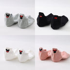 4 Pair/Lot Low Tube Boat Socks Gold Silk Embroidery Mouse Ankle Women Socks Cotton Low Cut Thin No Show Boat Socks For Men And Women Stevvex