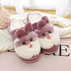Women Winter Warm Slippers Cute Rabbit Slippers Indoor Shoes For Girls Non Slip Soft Funny Women Furry Slipper House Slippers For Women Indoor Slip On Slippers Warm Flats Shoes Soft-soled Cotton Slippers Stevvex