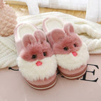 Women Winter Warm Slippers Cute Rabbit Slippers Indoor Shoes For Girls Non Slip Soft Funny Women Furry Slipper House Slippers For Women Indoor Slip On Slippers Warm Flats Shoes Soft-soled Cotton Slippers Stevvex
