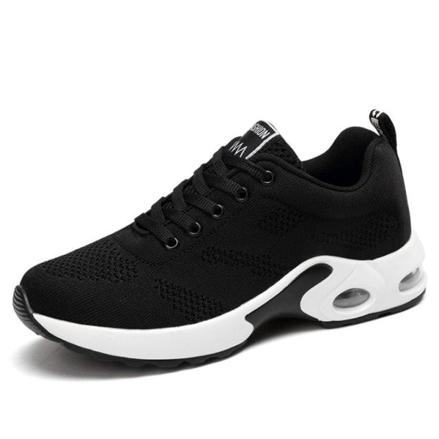 Womens Red Sneakers Air Cushion Shoes Woman Mesh Sneakers Breathable Flats Womens Casual Air Cushion Sneakers Lightweight Non Slip Sport Jogging Gym Fitness Workout Tennis Walking Espadrilles Stevvex