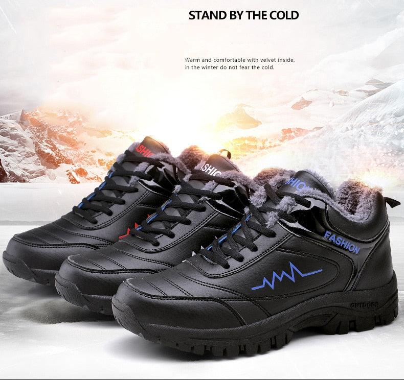 Winter Womens Mens Boots Shoes Plush Warm Sneakers Outdoor Waterproof Ankle Snow Boots Casual Leather Hiking Boots Outdoor Trekking Boot Mid Hiker Boot For Mens Stevvex
