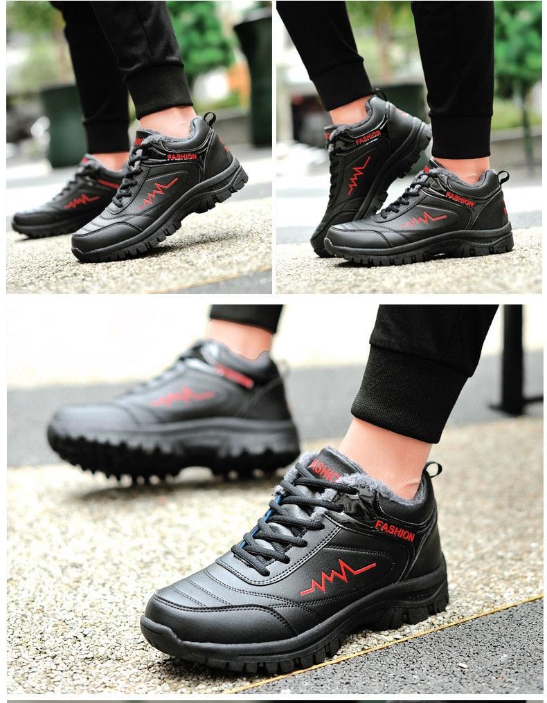 Winter Womens Mens Boots Shoes Plush Warm Sneakers Outdoor Waterproof Ankle Snow Boots Casual Leather Hiking Boots Outdoor Trekking Boot Mid Hiker Boot For Mens Stevvex