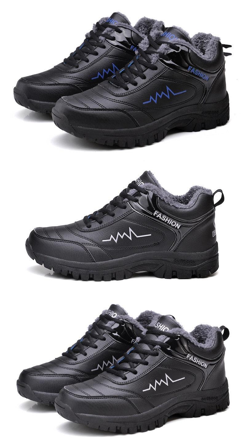 Winter Womens Mens Boots Shoes Plush Warm Sneakers Outdoor Waterproof Ankle Snow Boots Casual Leather Hiking Boots Outdoor Trekking Boot Mid Hiker Boot For Mens Stevvex