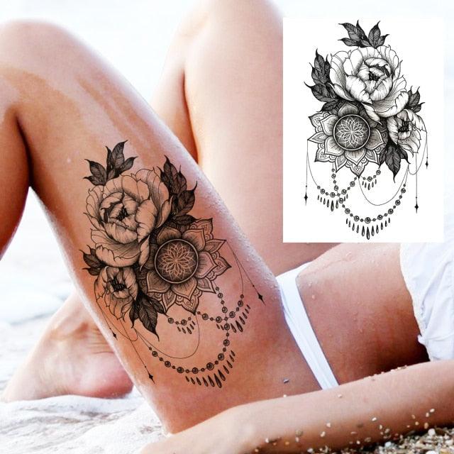 53 Sheets Black Lace Temporary Tattoos Sticker Butterfly Flower Fake Tatoo Sticker Sexy  Black Henna Temporary Tattoos For Women Stevvex