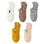 5 Pairs 3D Cartoon Harajuku Cat Cute Heart Invisible Cotton Socks Casual Boat Socks Funny Girl Ankle Sock Set for Women Stevvex