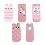 5 Pairs 3D Cartoon Harajuku Cat Cute Heart Invisible Cotton Socks Casual Boat Socks Funny Girl Ankle Sock Set for Women Stevvex
