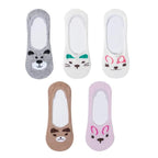 5 Pairs 3D Cartoon Harajuku Cat Cute Heart Invisible Cotton Socks Casual Boat Socks Funny Girl Ankle Sock Set for Women Stevvex