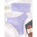Bikinis Swimsuit Women Push Up Bikini Set  Female Swimwear Women's Strapless Solid Color 2 Pieces Bathing Suit Swimsuit Swimsuits Off Shoulder High Waist Bathing Suit High Cut Swimwear For Summer Stevvex