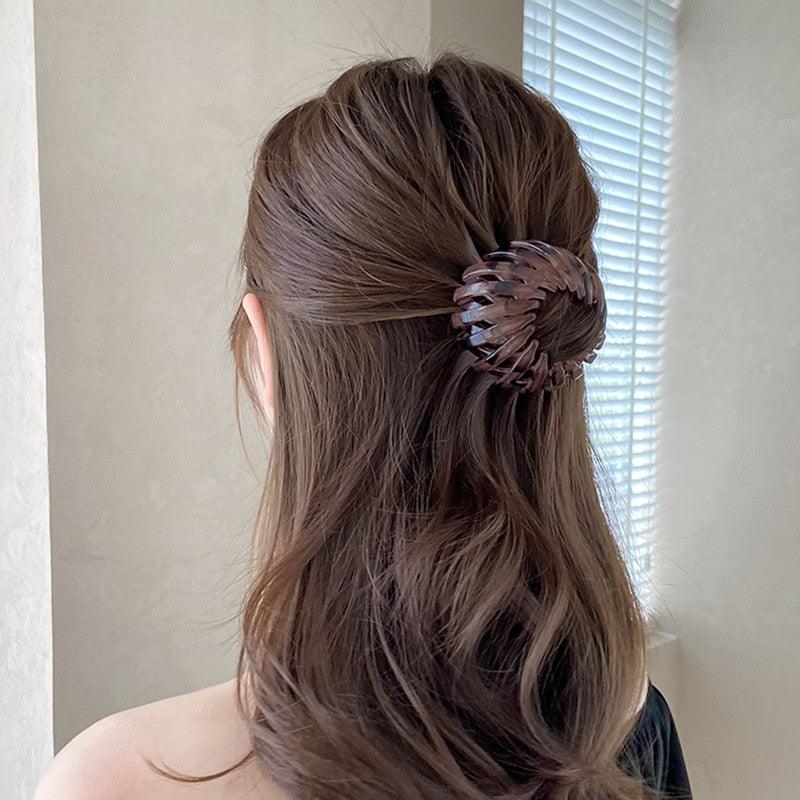 New Fashion Women Bun Hair Claw Horsetail Buckle Hair Clip Bird Nest Expanding Hair Accessories Female Ponytail Hair Accessories For Women Stevvex