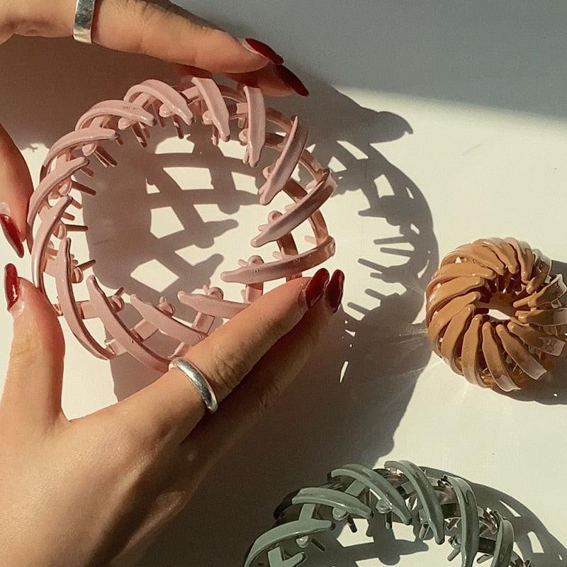 New Fashion Women Bun Hair Claw Horsetail Buckle Hair Clip Bird Nest Expanding Hair Accessories Female Ponytail Hair Accessories For Women Stevvex