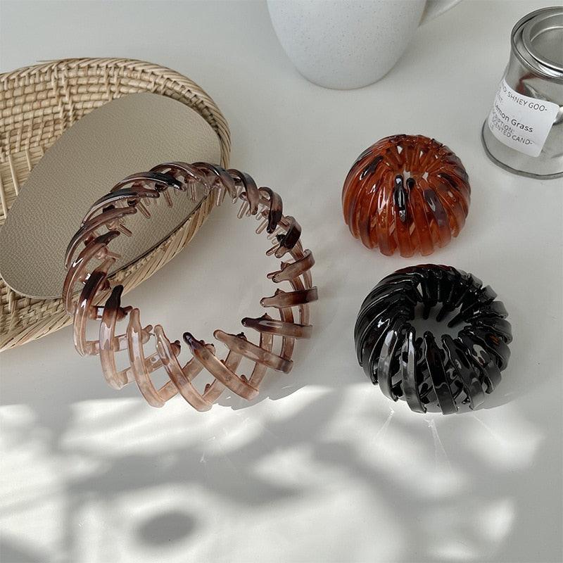 New Fashion Women Bun Hair Claw Horsetail Buckle Hair Clip Bird Nest Expanding Hair Accessories Female Ponytail Hair Accessories For Women Stevvex