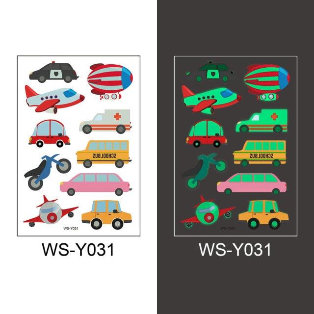 Luminous Tattoo Stickers Temporary Animal Tattoos Glow Paste on Face Arm Leg Fluorescent Waterproof Fake Tattoo For Kids Girls Stevvex