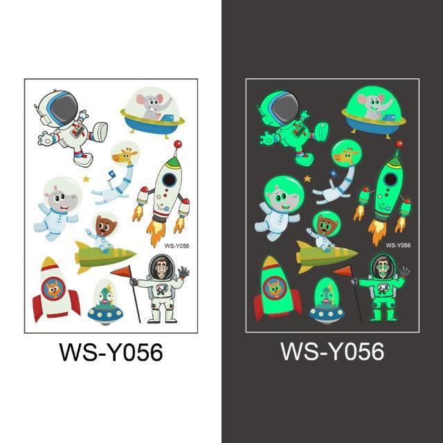 Luminous Tattoo Stickers Temporary Animal Tattoos Glow Paste on Face Arm Leg Fluorescent Waterproof Fake Tattoo For Kids Girls Stevvex