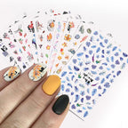 Flowers Leaves Line 3D Nail Stickers Autumn Winter Fall Leaf Design Transfer Sliders Abstract Waves Nail Art Decals Manicures  Decal Self-Adhesive 3D Wave Design Decoration for Women Girls Tape Nail Art Stickers Decal Decoration Stevvex