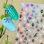 Christmas Snowflake Lines 3D Nail Stickers Gold And White Xmas Snowflakes Leaves Decals Slider Nail Art Decoration Wraps Nail Art Stickers Decal 3D Self-Adhesive Abstract Face Curve Graffiti Nail Design for Acrylic Nail Supplies Stevvex