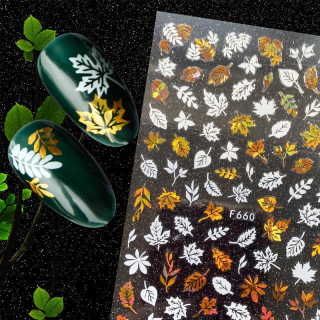 Christmas Snowflake Lines 3D Nail Stickers Gold And White Xmas Snowflakes Leaves Decals Slider Nail Art Decoration Wraps Nail Art Stickers Decal 3D Self-Adhesive Abstract Face Curve Graffiti Nail Design for Acrylic Nail Supplies Stevvex