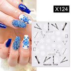 Christmas Snowflake Lines 3D Nail Stickers Gold And White Xmas Snowflakes Leaves Decals Slider Nail Art Decoration Wraps Nail Art Stickers Decal 3D Self-Adhesive Abstract Face Curve Graffiti Nail Design for Acrylic Nail Supplies Stevvex