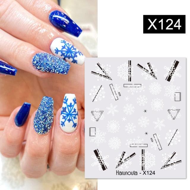 Christmas Snowflake Lines 3D Nail Stickers Gold And White Xmas Snowflakes Leaves Decals Slider Nail Art Decoration Wraps Nail Art Stickers Decal 3D Self-Adhesive Abstract Face Curve Graffiti Nail Design for Acrylic Nail Supplies Stevvex