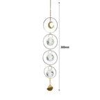 Metallic Hoop Moon Sun Catcher Hanging Crystal Pendant Chandelier Lamps Light Crystals Glass Pendants Light Rainbow Maker Wind Chime Hanging Drop Gift of Good Luck Garden Decor Hanging Ornament For Home Decoration