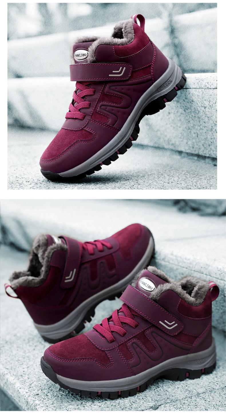 Warm Fur Men's Womens Boots Winter Comfortable Snow Casual Shoes Rubber Ankle Boots Fur Lined Warm Anti-slip Outdoor Work Shoes For Cold Weather Hiking Camping Stevvex