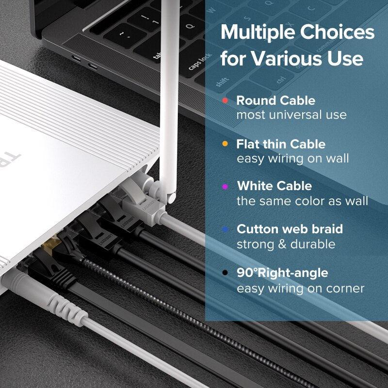 Ethernet Cable 1000Mbps Cat 6 Network Lan UTP Gigabit Networking Wire Plated RJ45 Connectors Cat6 Network Ethernet LAN Cable For Laptop Router RJ45 CAT6 Ethernet Cable Stevvex